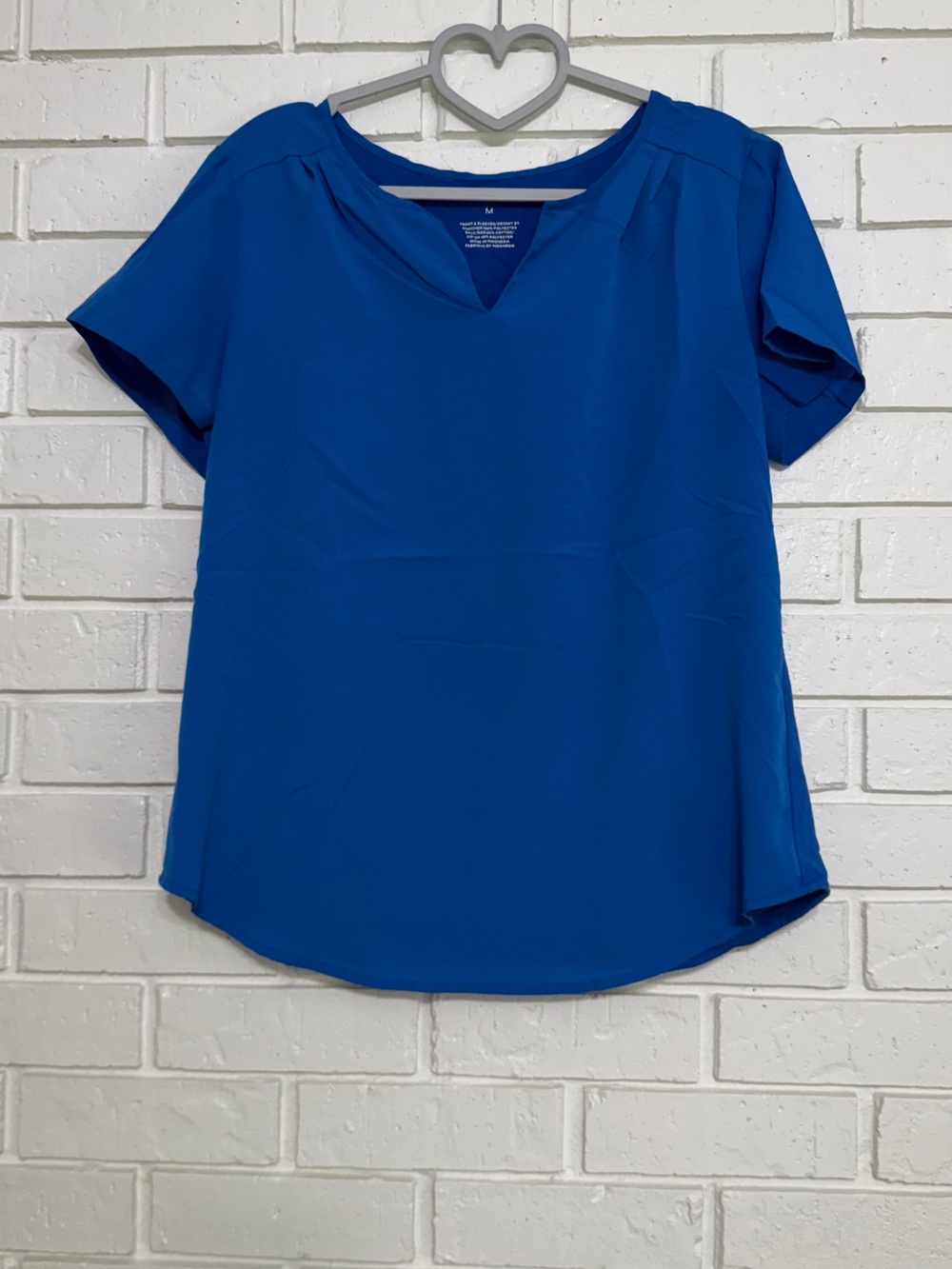 Van Heusen Royal Blue Mixed Media Tulip Sleeve Blouse Women’s Medium